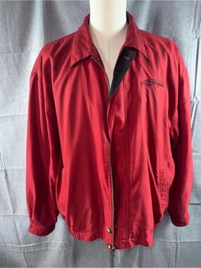 3028-Cutter & Buck Men's Red Zip-Front Bomber Jacket